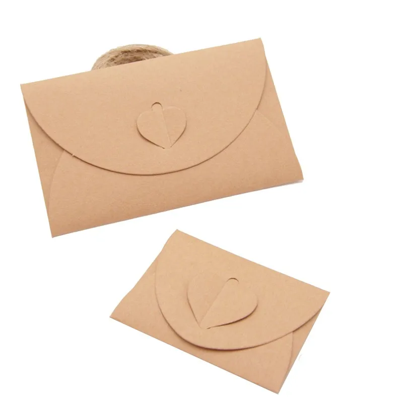 10pcs Vintage Kraft Paper Love Envelope Postcard Stationery Wedding Invitation Birthday Party DIY Handmade Gift