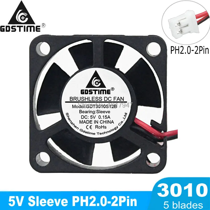 5Pieces lot Gdstime 5V 2Pin 3cm 30mm 30x30x10mm Mini DC PC Video Card Cooling Cooler Fan