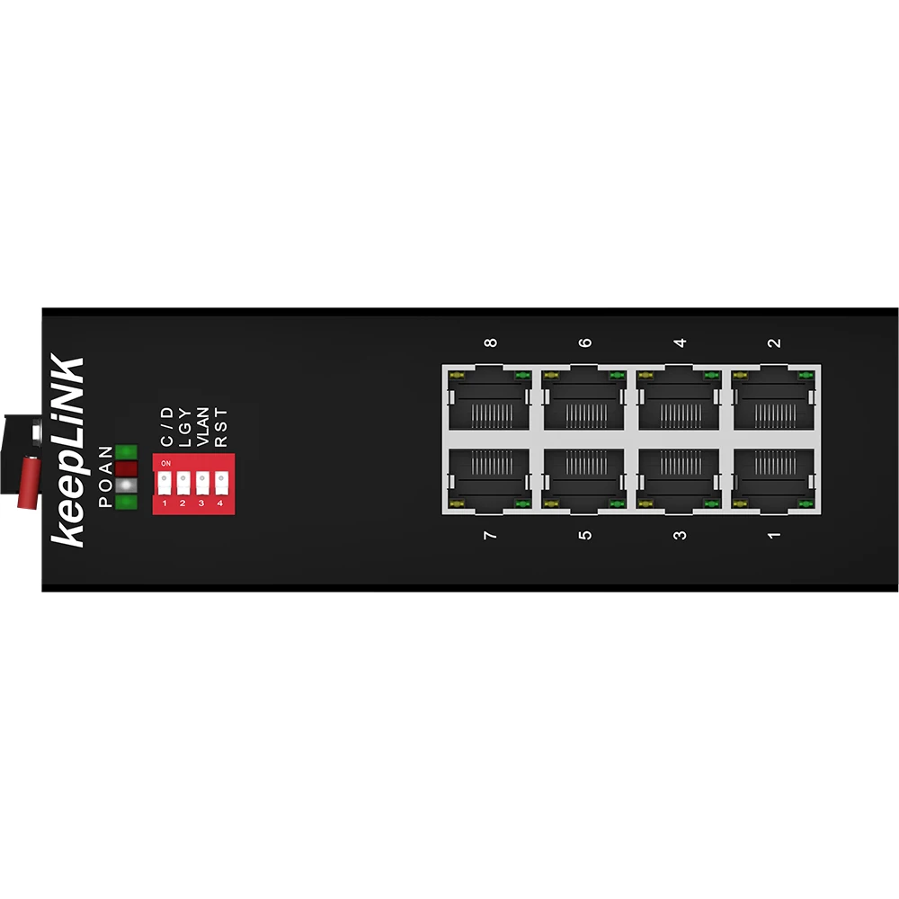 KeepLiNK Industrial Ethernet Switch 8-Port Fast Megabit 10/100Mpbs Unmanaged IP40 DIN-RAIL