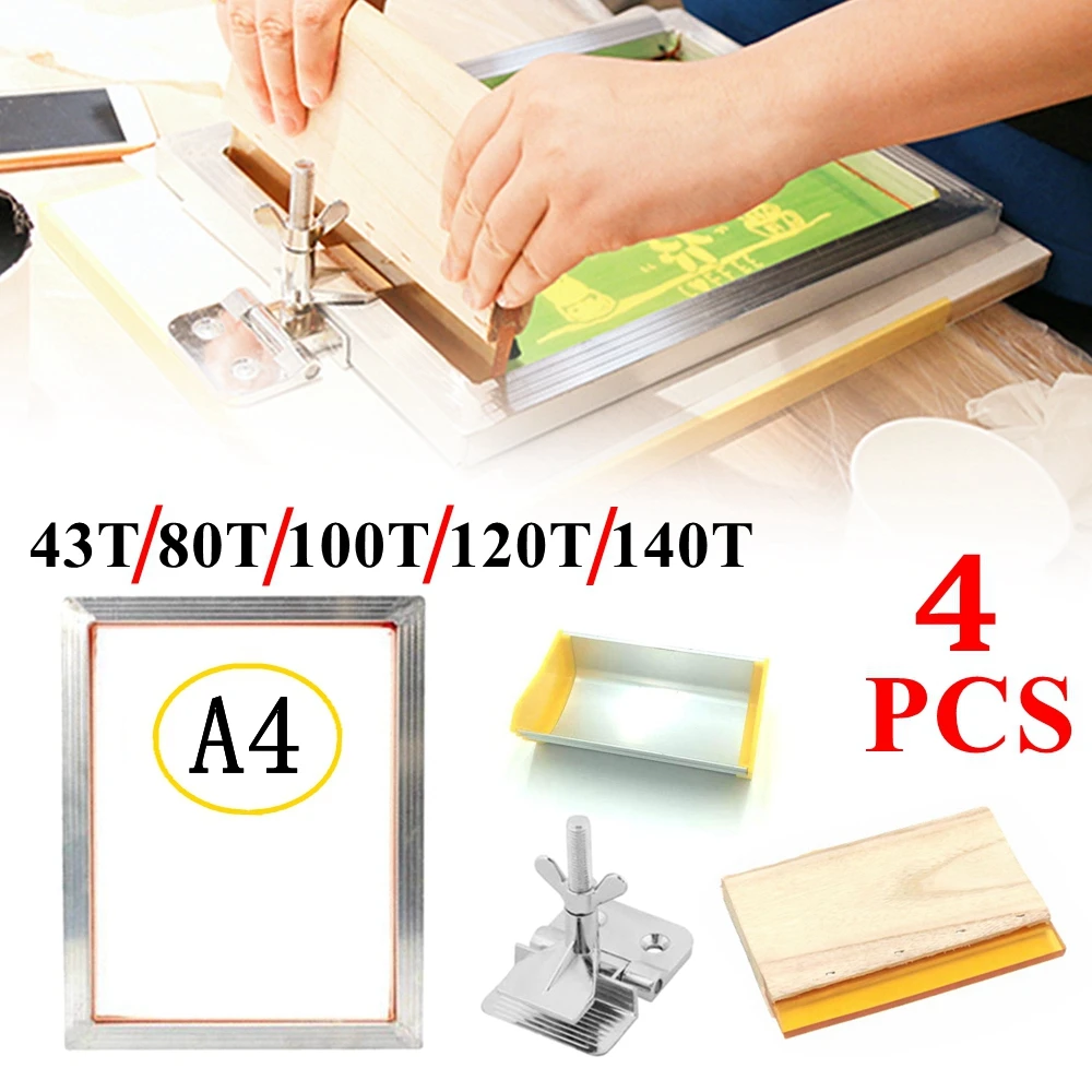 Zestaw 43T/100T/120T/140T sitodruk zestaw rama aluminiowa + zacisk zawiasu + emulsja Scoop Coater + ściągaczka części do narzędzi zestawy
