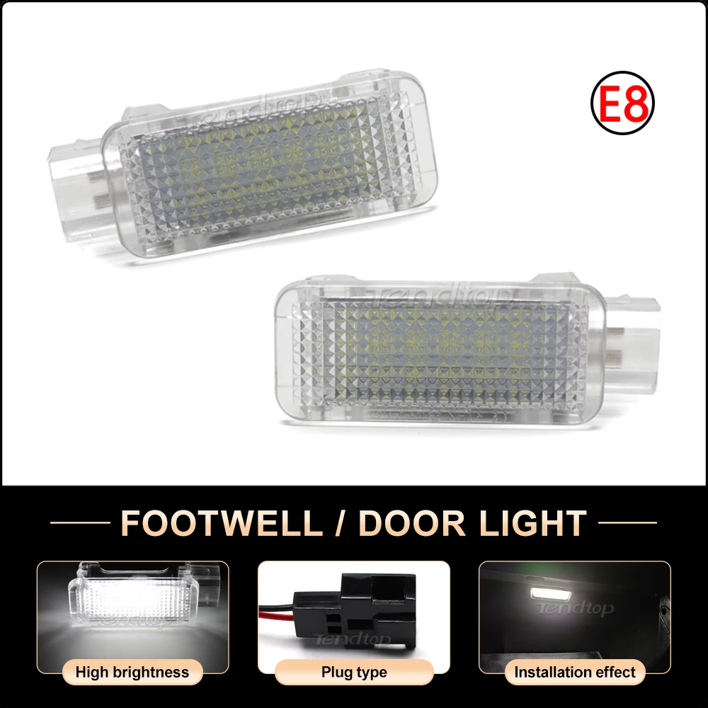 2X LED Car Door Lamp Trunk Pathway Footwell Light For Audi A1 A2 A3 A4 A5 A6 A7 A8 Q3 Q5 Q7 TT VW Golf 4/5/6 Skoda Octavia Fabia