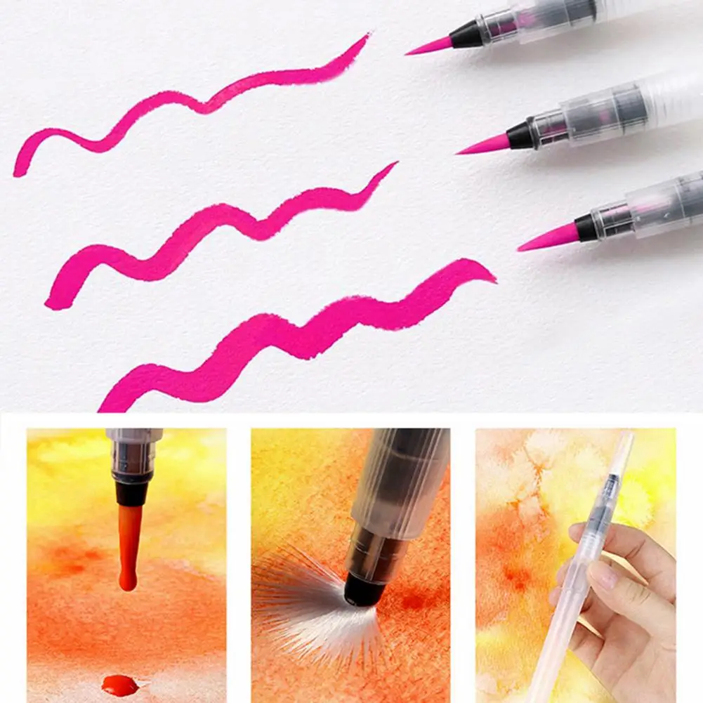 1/3Pcs Refillable Water color Brushes Drawing Pen Soft Head S/M/L Watercolor Brush Ink Pen for Painting Calligraph Drawing Art