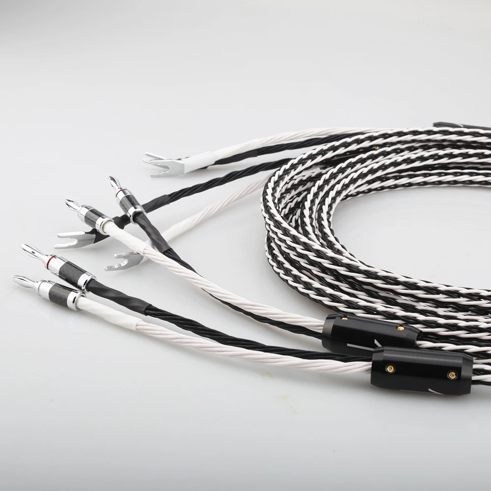 عالية الجودة 8TC واحد كريستال النحاس مكبر صوت كابل HiFi مكبر للصوت المتكلم كابل مع الموز بأسمائها الحقيقية التوصيل