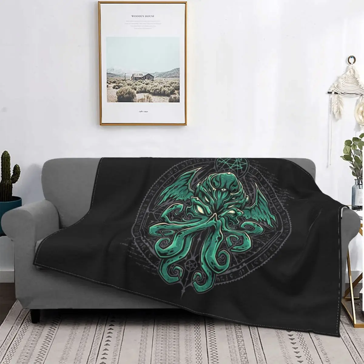 

Great Cthulhu Fuzzy Blankets Lovecraft Occult Horror Customized Throw Blanket for Sofa Bedding Lounge 125*100cm Rug Piece