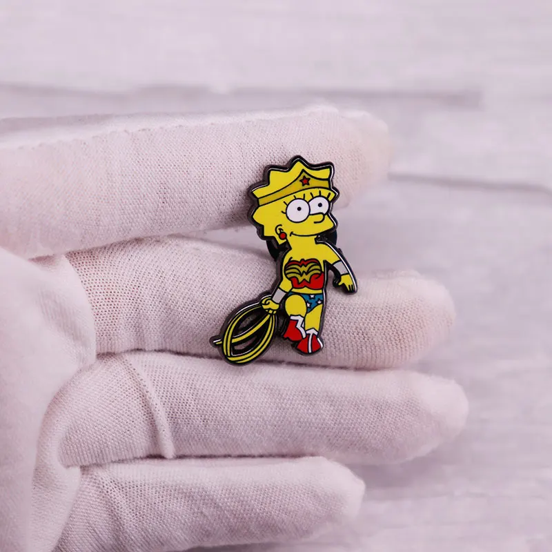 Wonder Lisa Simpsons Enamel Pin Wonderwoman mashup brooch badge