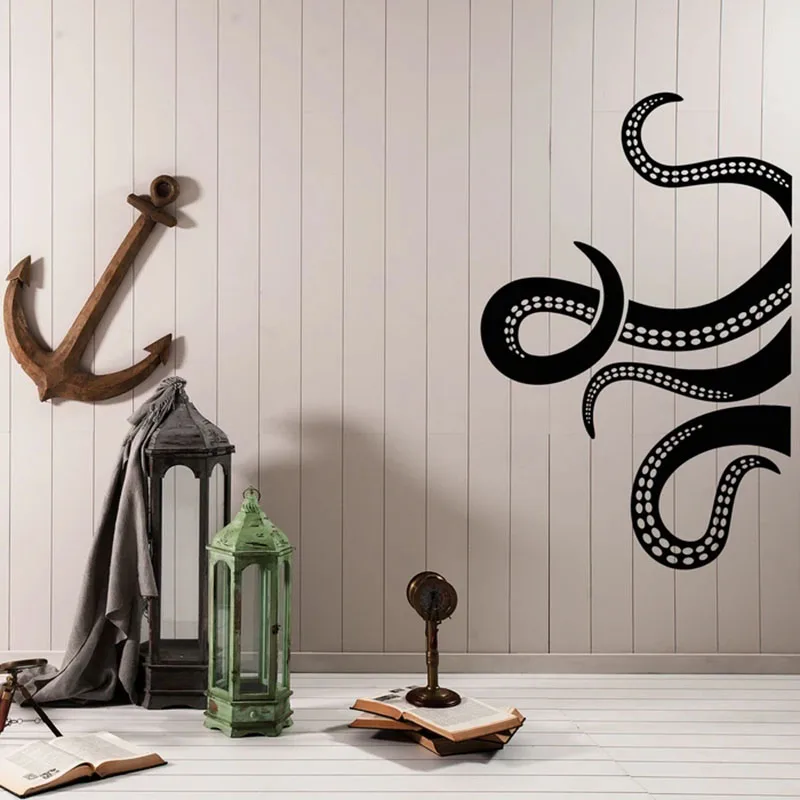 Octopus Tentacles Wall Decal Ocean Animal Nautical Vinyl Sticker Kid Bedroom Bathroom Seafood Restaurant Interior Decor Art E582