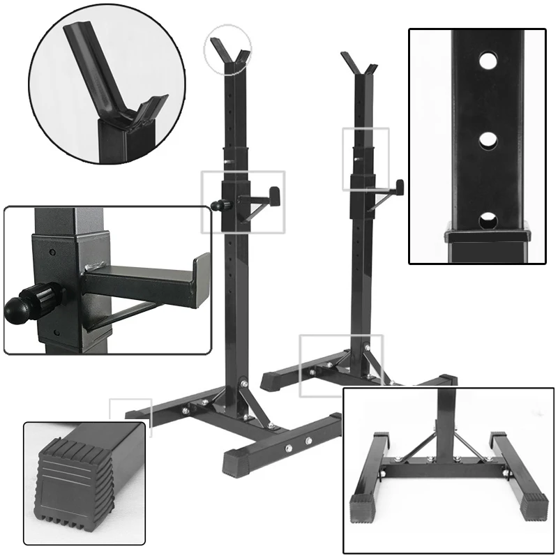 300kg Loading Gym Squat Rack Stand Adjustable Weightlifting Strength Training Dumbbell Bars Bracket Home Large Fitness Equipment