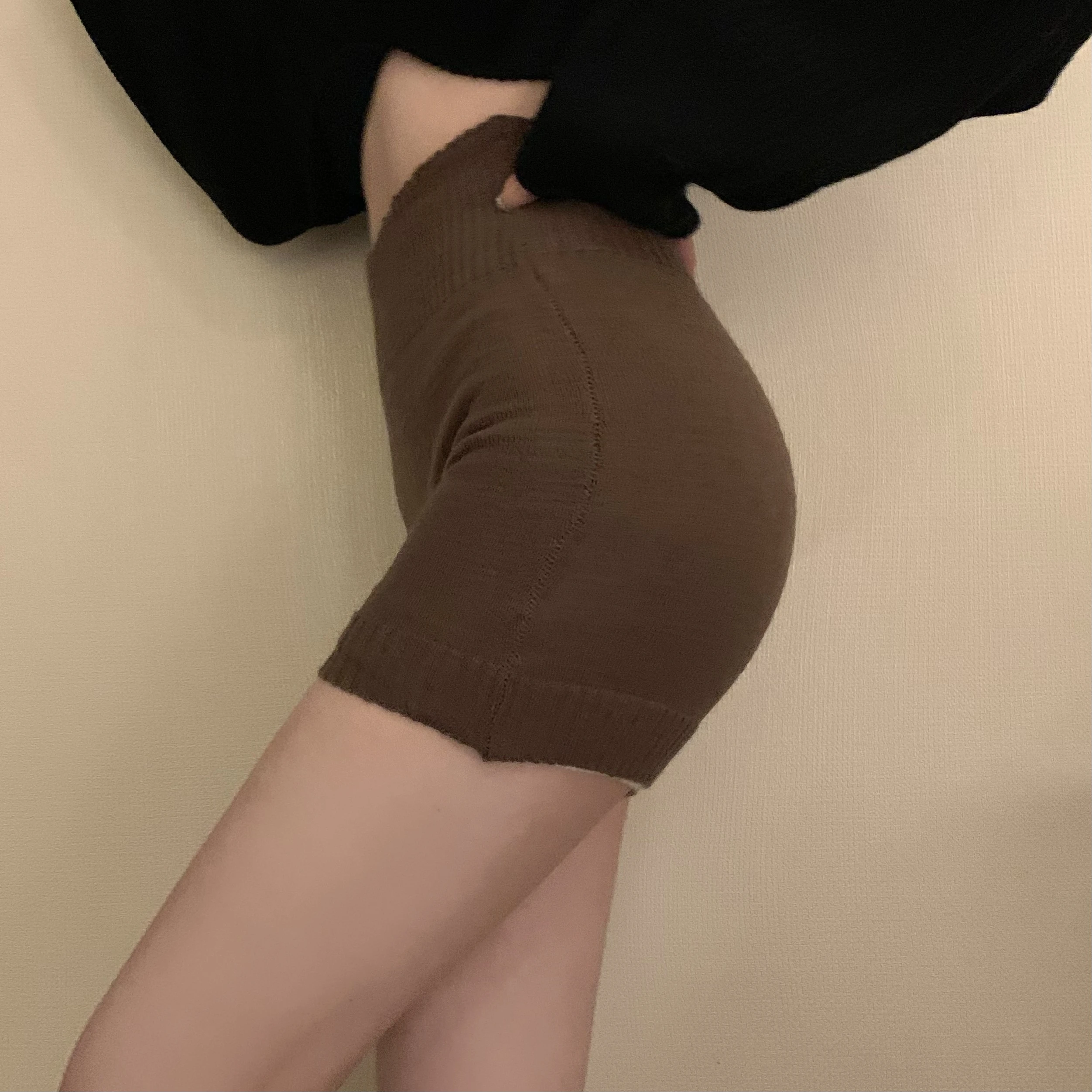 2025 Warm Waist Short Leggings Woolen Knit Shorts Women's Spring And Winter Thick High Waist Seamless Sweater Short Trousers