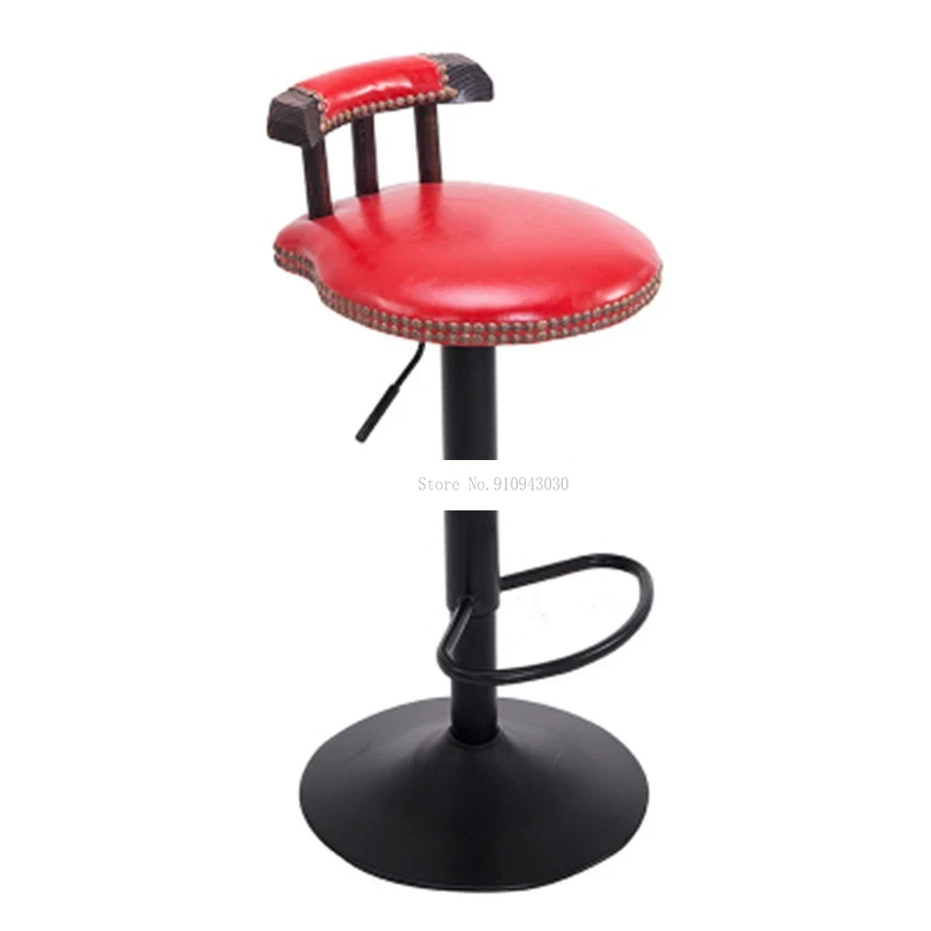 Retro Lifting Swivel Bar Counter Chair Rotating 60-80cm Height Adjustable Bar Chair PU Leather Soft Cushion High Stool Footstool