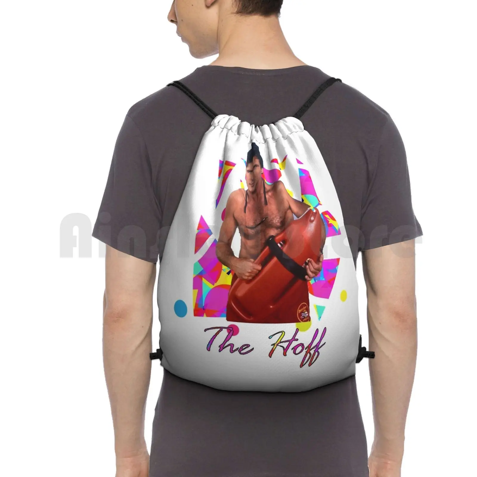 The Hoff Backpack Drawstring Bag Riding Climbing Gym Bag Hoff David Hasselhoff Baywatch 80s 90s Pamela Anderson Nightrider