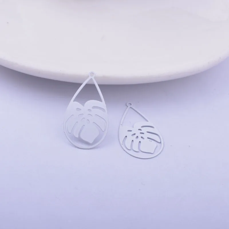 50 Stück AC12349 26*15mm Bemalte Tropische Pflanzenblatt-Anhänger DIY Schmuck Ohrring Zubehör – Detail 4