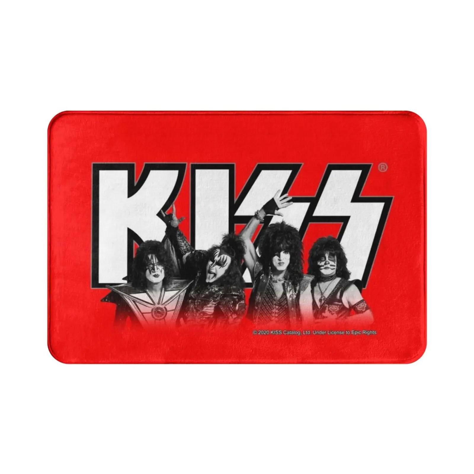 Kiss Band All Members-Black And White Carpet Mat Rug Cushion Soft Non-Slip Kiss Fan Art Kiss Band Kiss Music Kiss The