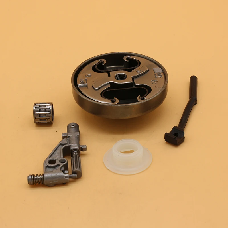 Bomba de óleo de embreagem, tambor, linha de pressão de óleo, acessórios de engrenagem sem-fim, adequados para husqvarna 340 350 353, peças de reposição de motosserra de jardim