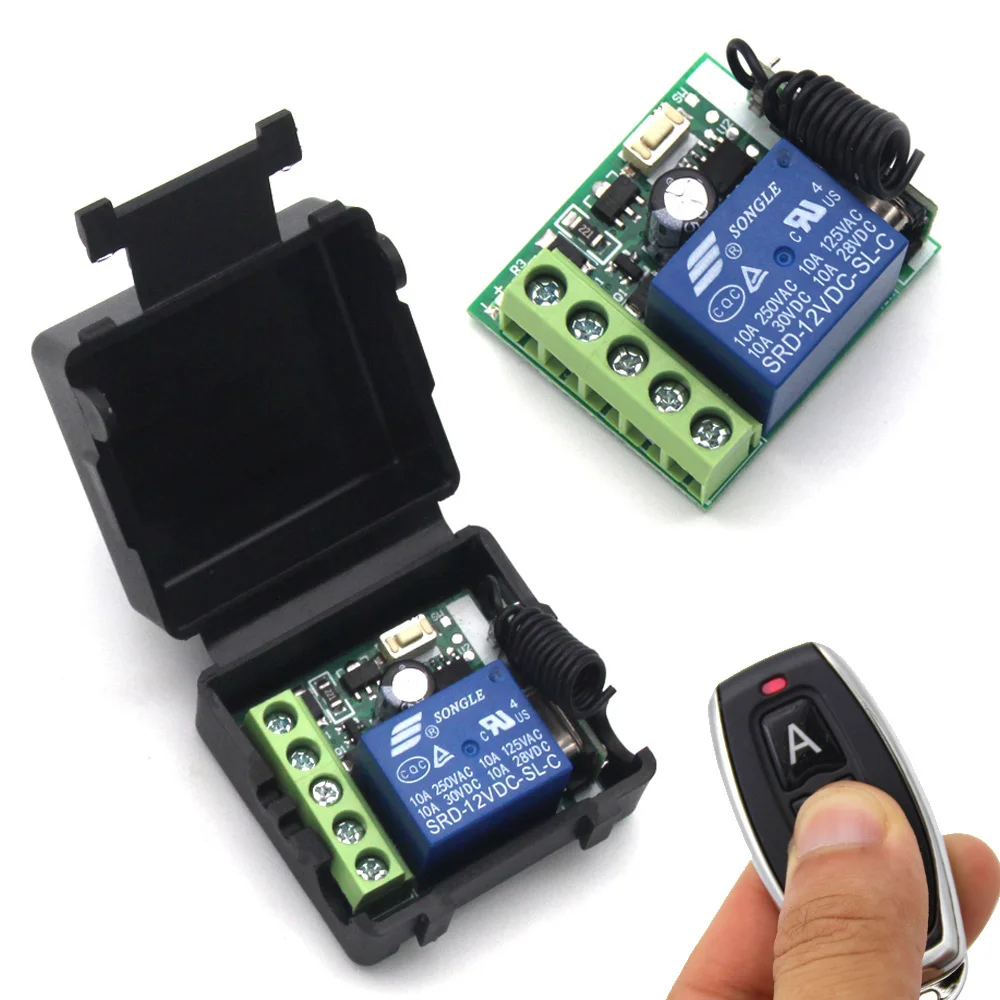 DC12V Receiver Controller 10A Relay 1 CH Channel 433Mhz Wireless RF Remote Control Switch Transmitter With Receiver Module