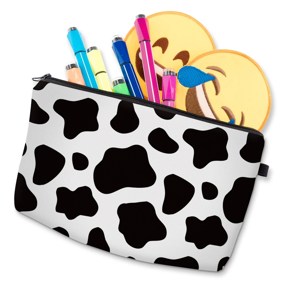 Deanfun Women Cosmetic Bag Cow Spots Design Waterproof Durable Bags Simple Style Portable Toiletry Storage Bags 52558