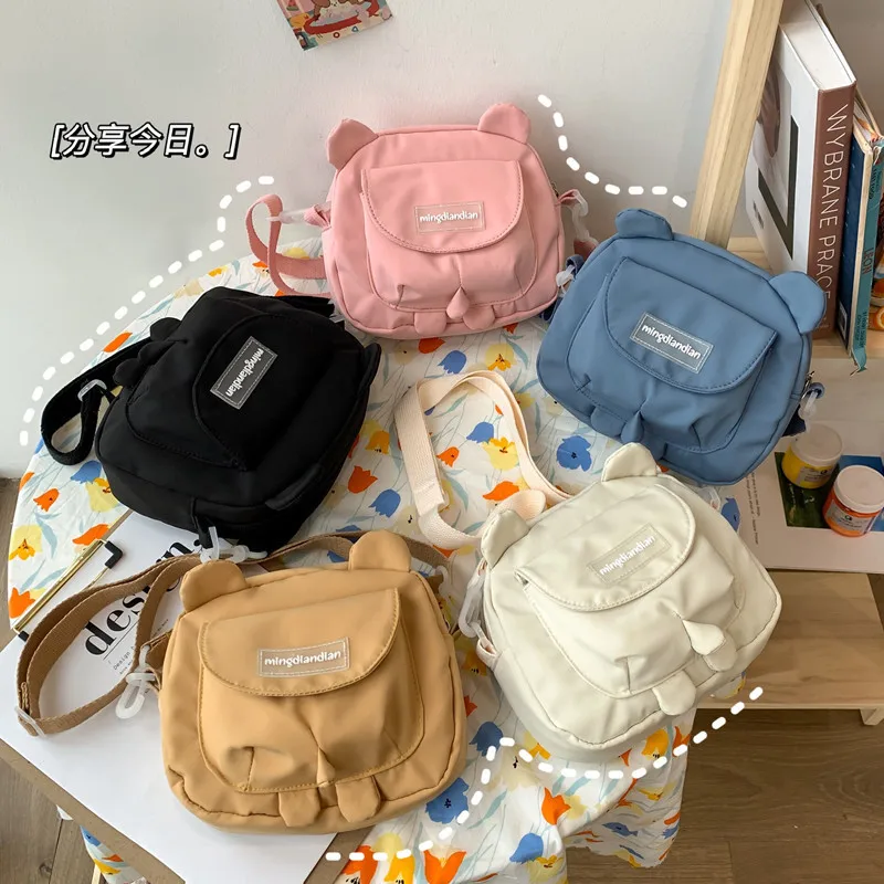 

Japanese Cute Cat Ears Cartoon Satchel Korean Retro Shoulder Bag 2021 New Cute Girl Canvas Bag Women's Shoulder Bag Purse