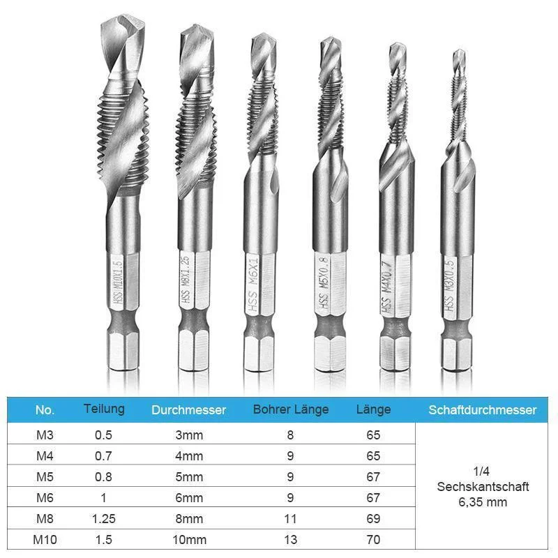 Mintiml Many Kinds of High Speed Steel Titanium Coated Drill Bit Combination Countersink Hex Shank M3-M10 Hand Drill Bit