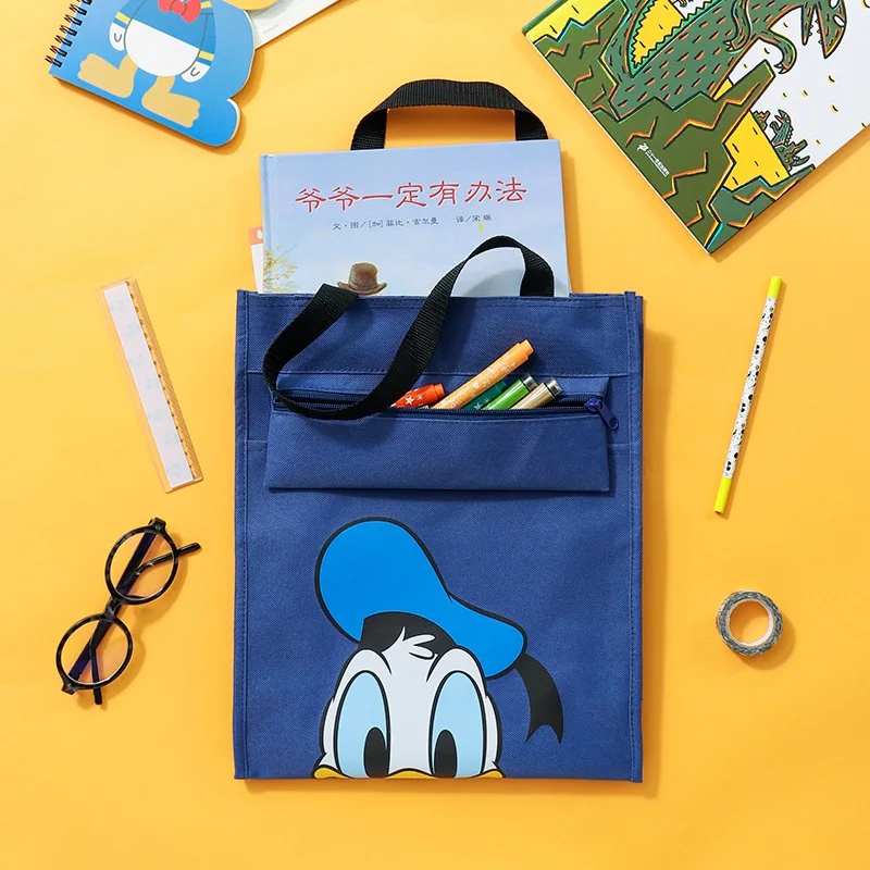 Disney-Bolsa de tutorización de Mickey para niños, Bolsa Escolar de arte para estudiantes, portátil, A4, papelería de archivo, bolsa de libros,