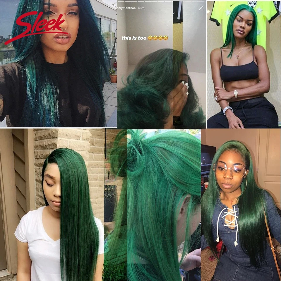 Sleek Brazilian Bundles With Closure Flash Cyan Color 3 Bundles With Closure Natural Remy Human Hair For Black Women