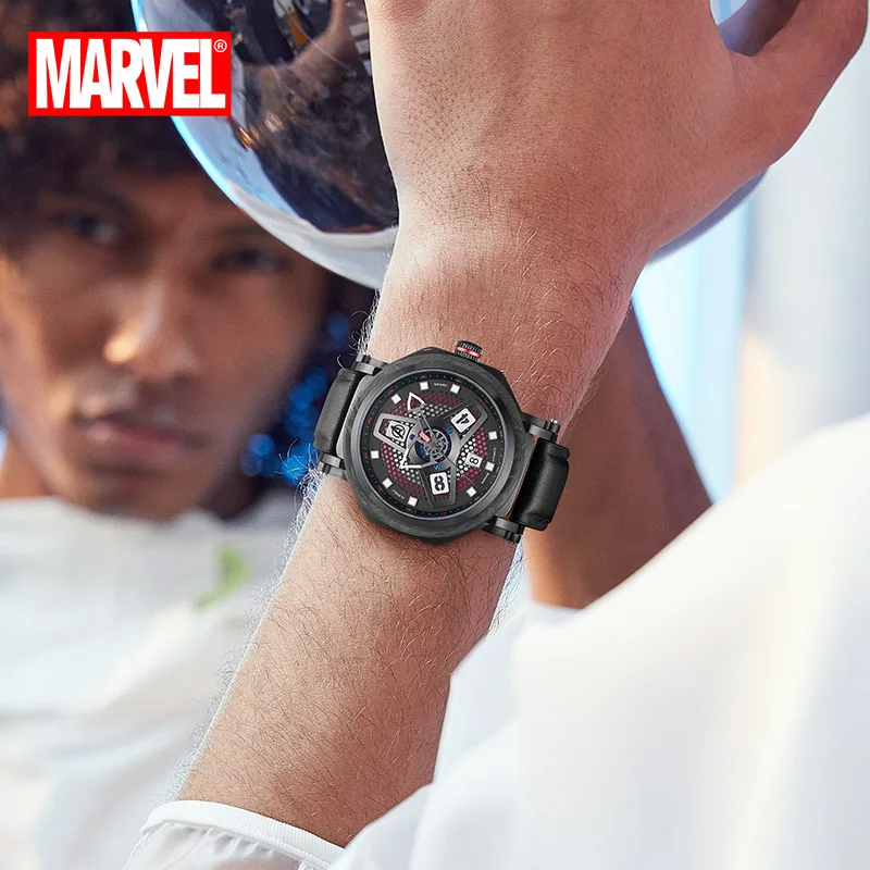 DISNEY Official MARVEL Capitain America Cartoon Men Skeleton Automatic Casual Wristwatches 3D Stereo Japan Seiko Mechanical