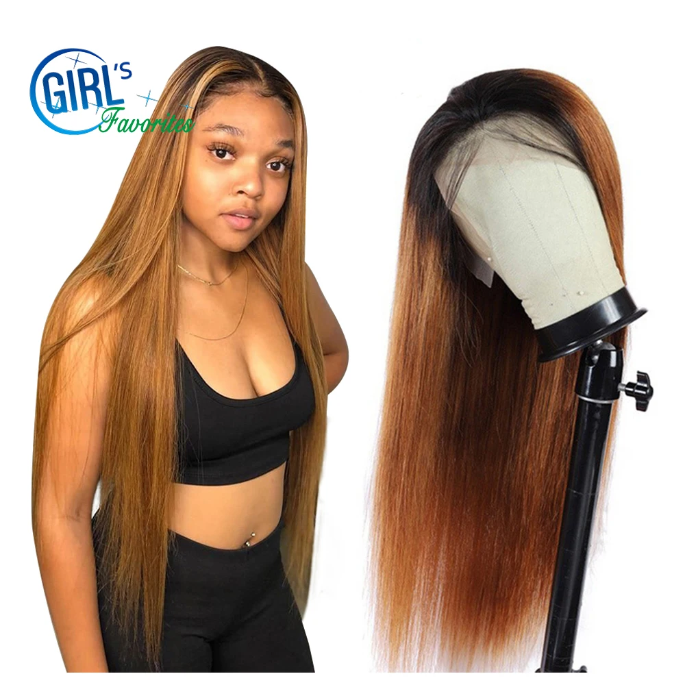 

Peruvian Ombre Honey Blonde T1b/30 Lace Front Wig 13x4x1 T Part Wig 9A Bone Straight Remy Hair 250 Density Wig Pre Plucked