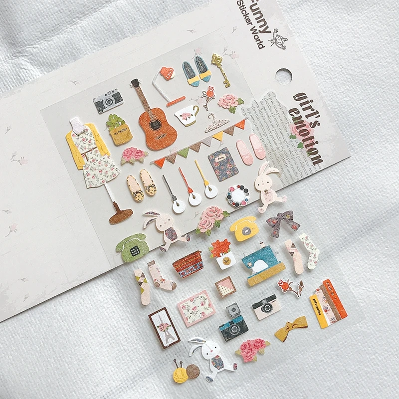 Grappig Meisje Emotie Scrapbooking Sticker Leuke Rok Camara Schoenen Konijn Gitaar Snijden Sterven Journal Dagboek Diy Decoratie