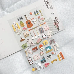 FUNNY Girl's Emotion Scrapbooking Sticker Cute Skirt Camara Shoes Rabbit Guitar Cutting Die Journal Diary DIY Decoration