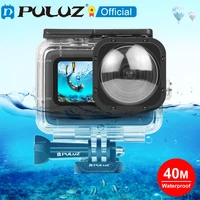 PULUZ 40m funda protectora impermeable con hebilla montaje básico y tornillo para GoPro HERO12 11 10 9 lente Max negra Mod 1,0