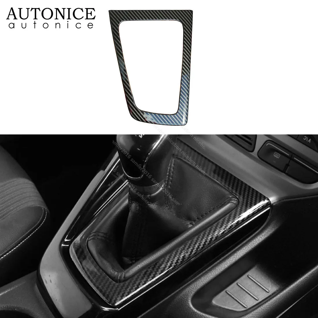 Carbon Fiber Color Steel Inner Gear Shift Panel Cover Trim Fit for Ford Focus MK3 2012 2013 2014 MT