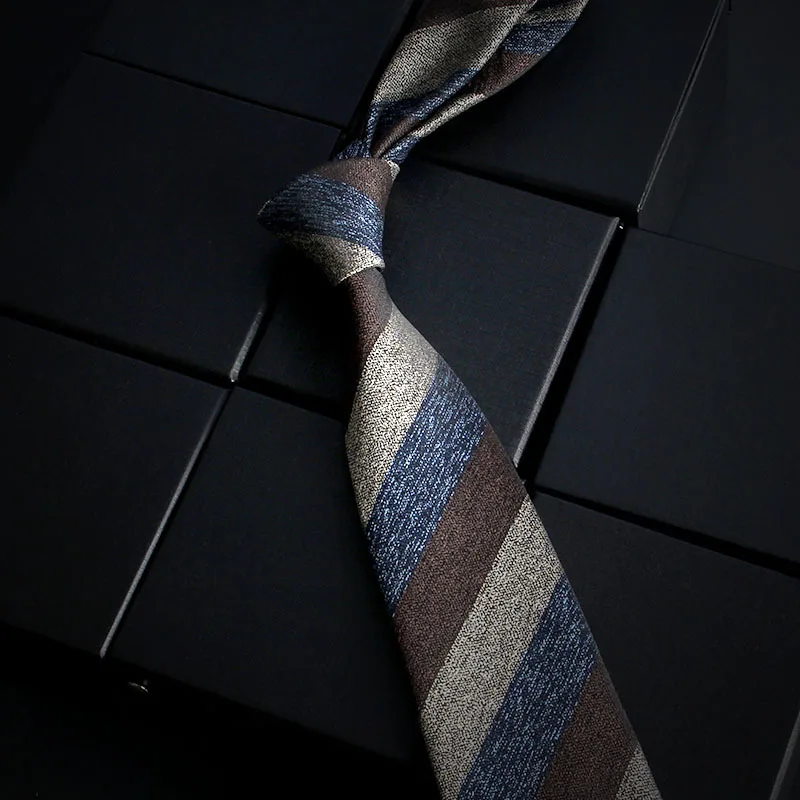 Thời Trang Ôm Dáng Skinny 7-8Cm Vát Nam Cổ Điển Sọc Kẻ Sọc Hoa Rượu CướI Xanh Quan Hệ Dạ Nỉ Dệt đảng Áo Đính Nơ Cổ