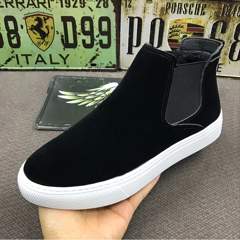

men fashion chelsea boots cow suede leather shoes flats shoe black platform ankle boot cowboy botas masculinas zapatos de hombre