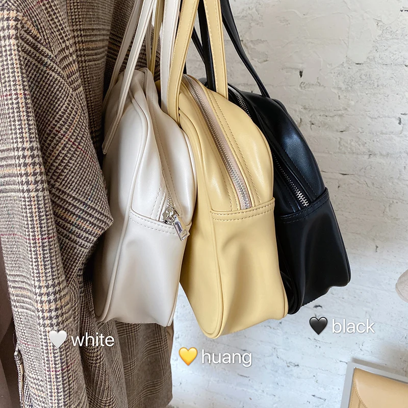 Soft PU Leather Women Shoulder Bag  Simple Large Capacity Ladies Handbags Fashion Solid Color Female Underarm Bags Travel Tote