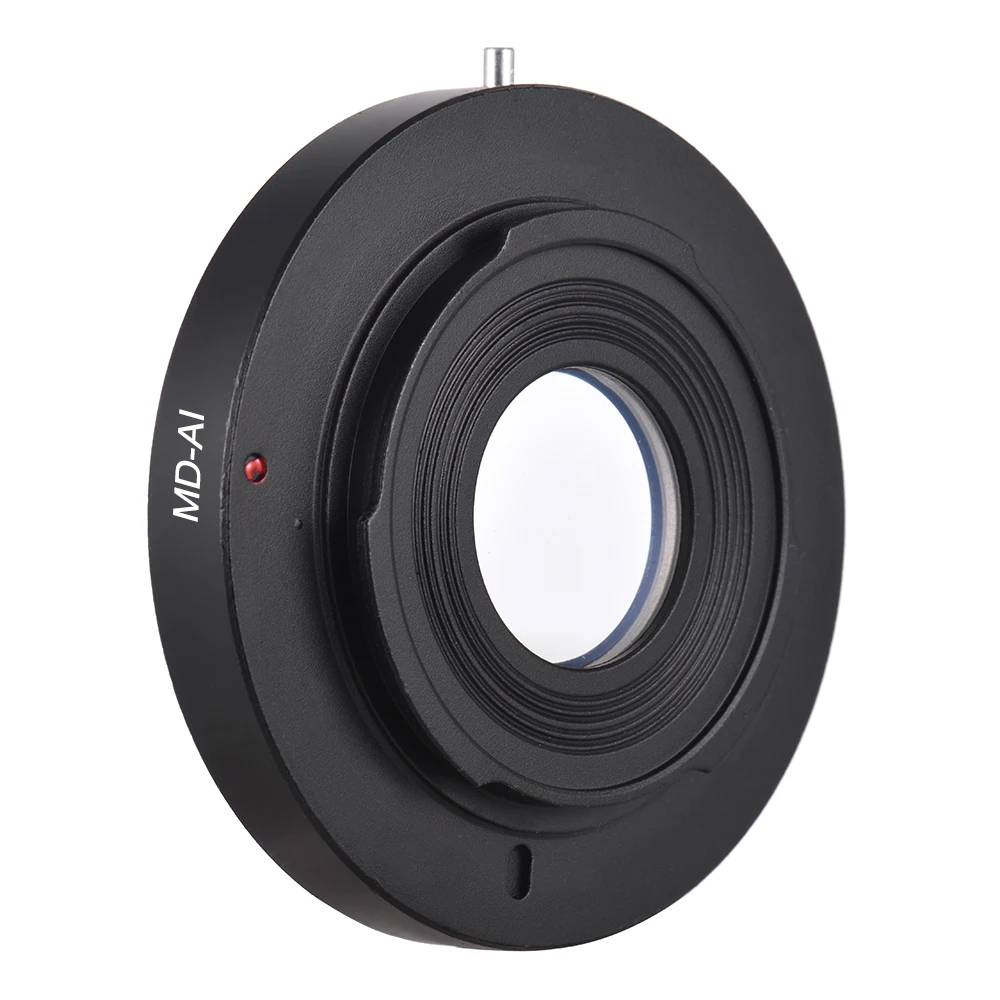 MD-AI Lens Mount Adapter Ring with Glass Lens for Minolta MD MC Mount Lens to Fit for Nikon AI F Mount Camera