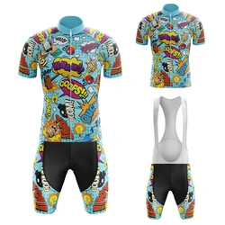 Comic Blue Summer Men's Cycling Suit Cycling Jersey Bib Shorts Gel Breathable Pad Maillot Ciclismo Hombre Bicicleta De Montaña