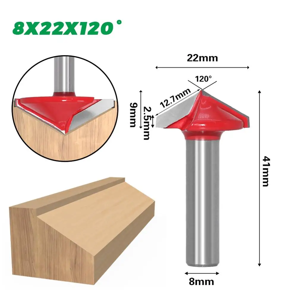 1pc 8mm Shank V Groove Wood Router Bit Tungsten CNC Carbide  60 90 120 150 Degree Milling Cutters For Wood Engraving Power Tools