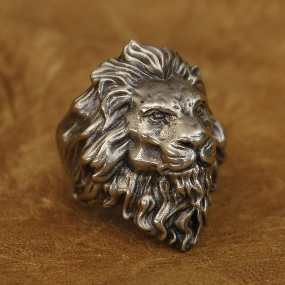 

LINSION Cupronickel King of Lion Ring Mens Biker Rock Punk Jewelry CP128 US Size 7~15