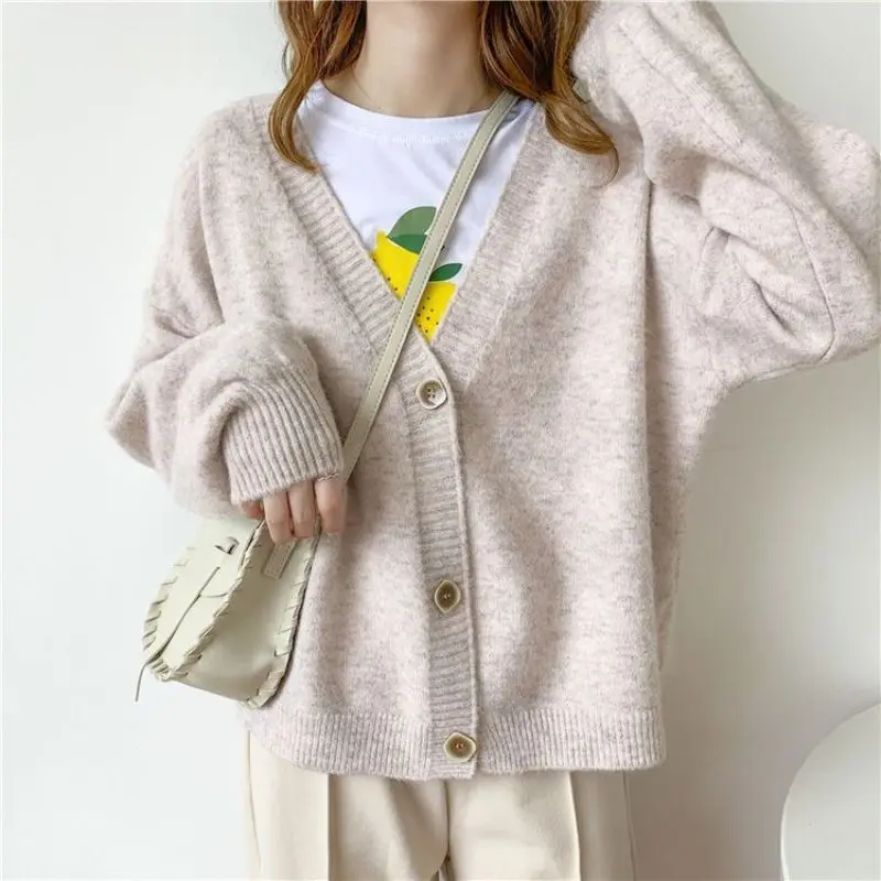 2024 Autumn Winter Women Sweater Cardigans V neck Knit Cardigans Girls Outwear Korean Chic Tops Suete Mujer Poncho