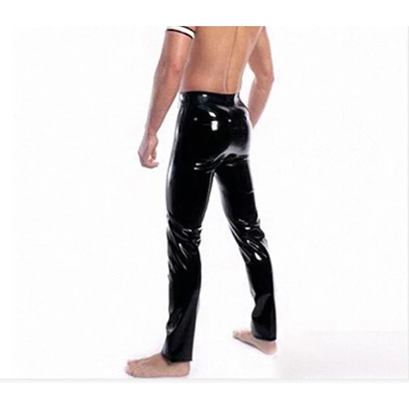 Handmade Black Latex Man Pants with Front Zipper Gummi 0.4mm Rubber Jeans Customize Plus Size