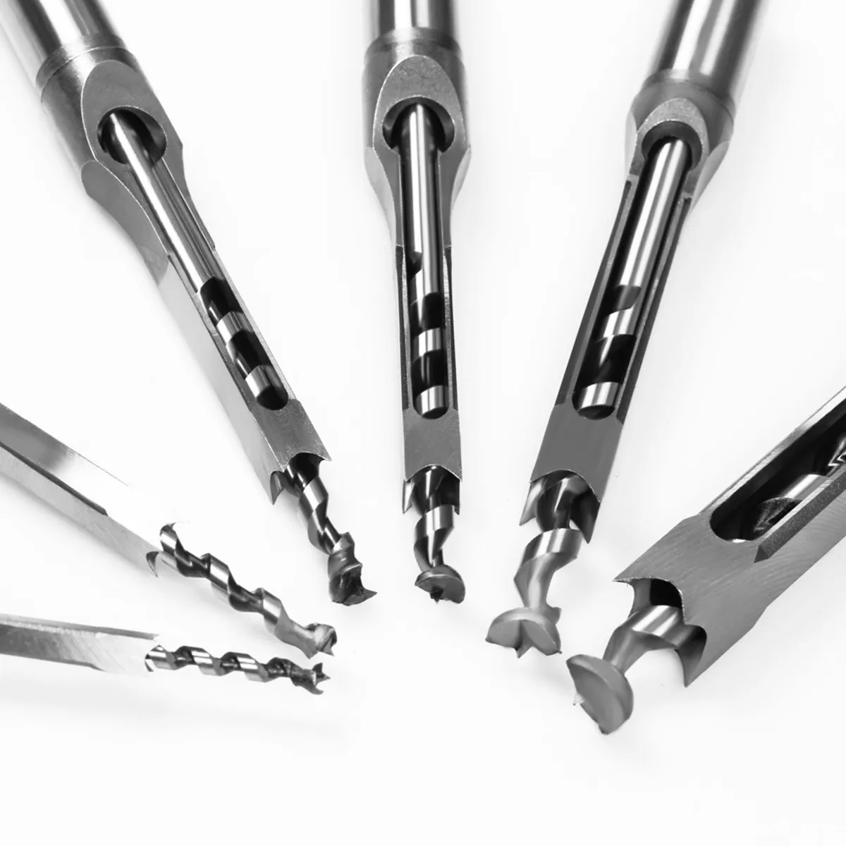 1/4/6/7pcs 6-30mm HSS  Twist Drill Bits Woodworking Square Hole Drill Bits Auger Mortising Chisel Drill Set Woodworking Tools