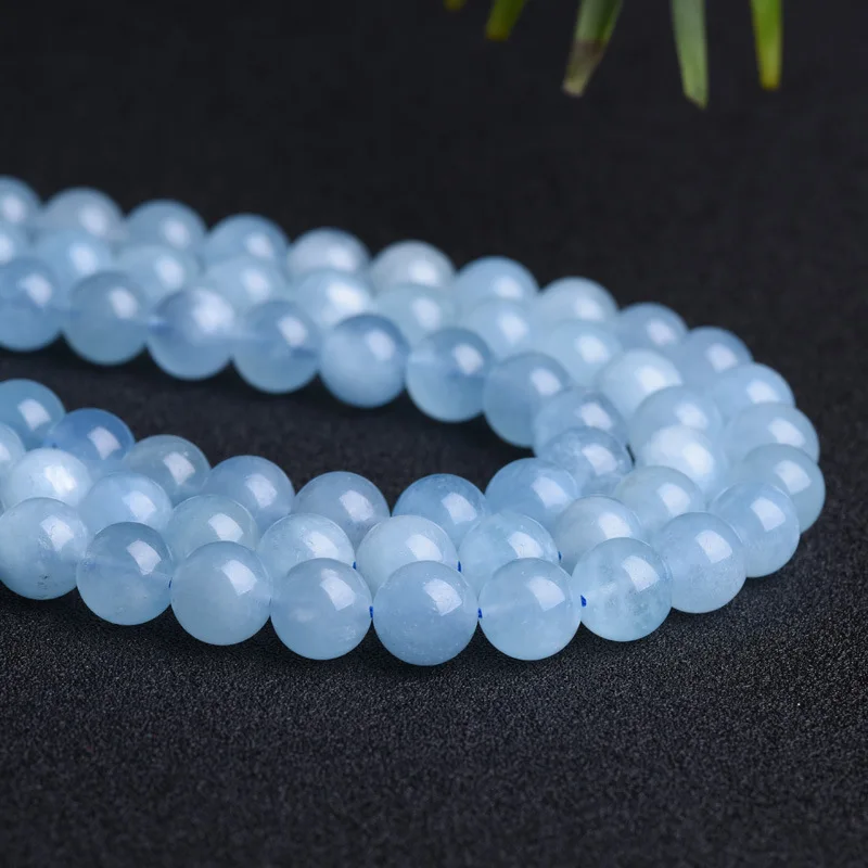 Natural Healing Stone High Quality Aquamarines Loose Round Beads Blue Quartz Crystal Aquamarines for Jewelry Making 4/6/8/10mm