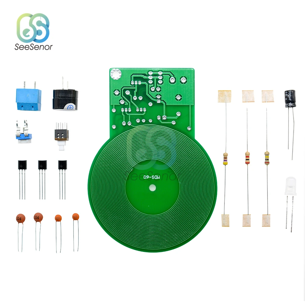 DIY Kit Metal Detector Kit DC 3V-5V 60mm Detective Non-contact Sensor Board Module 18650 USB Power Bank Box Electronic Kit