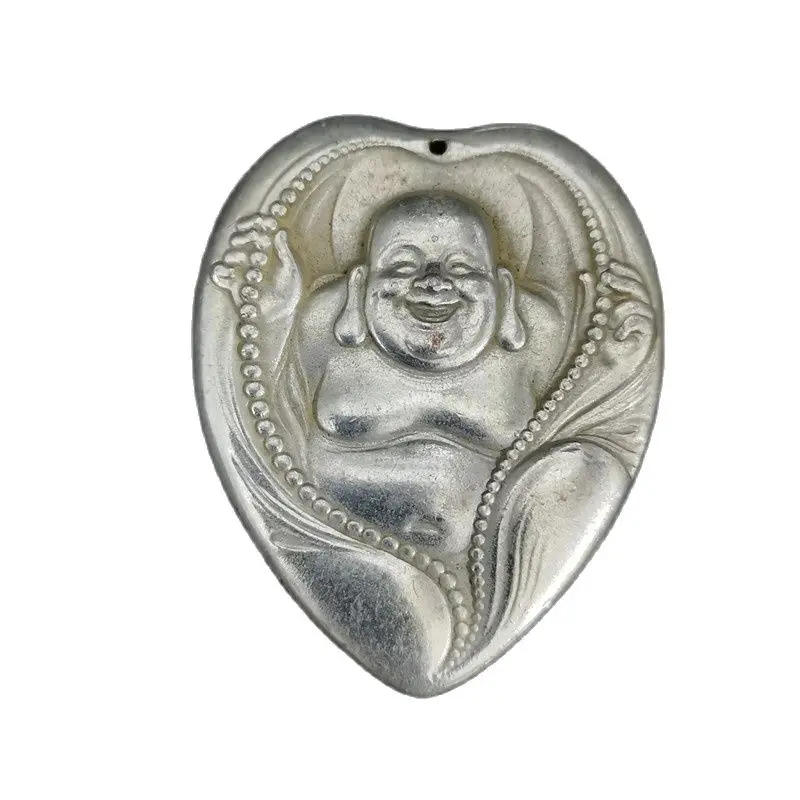 

Chinese Old Tibetan Silver Relief Maitreya Buddha Amulet Pendant Feng Shui Lucky Pendant