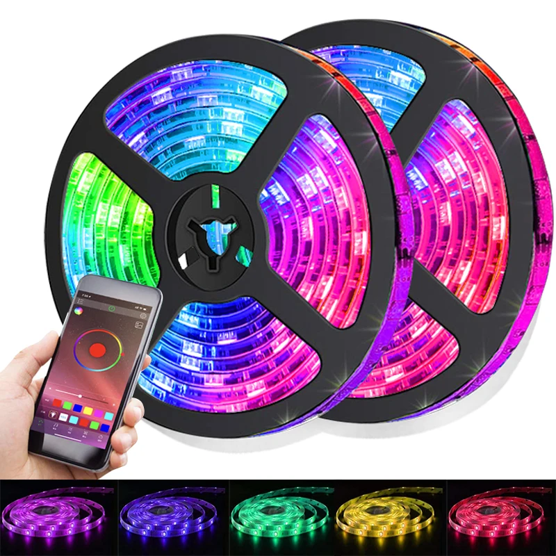 Led Strip Lights RGB 5050 Bluetooth Application Mode For Party Computer Bedroom Decoration luces Luminous Fita Lamp Diode Shape