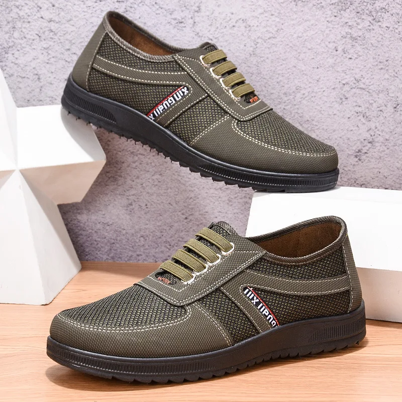 BOREE-zapatos de lona para hombre, zapatillas informales de malla, cómodas, suela suave, planos, antideslizantes, para correr al aire libre