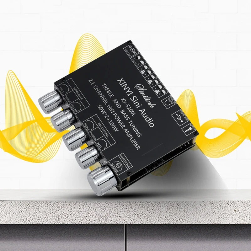 Carte amplificateur de caisson de basses stéréo, Bluetooth 5.0 2.1 canaux puissance Audio 50W x 2 + 100W haut-parleur ampli XY-S100L