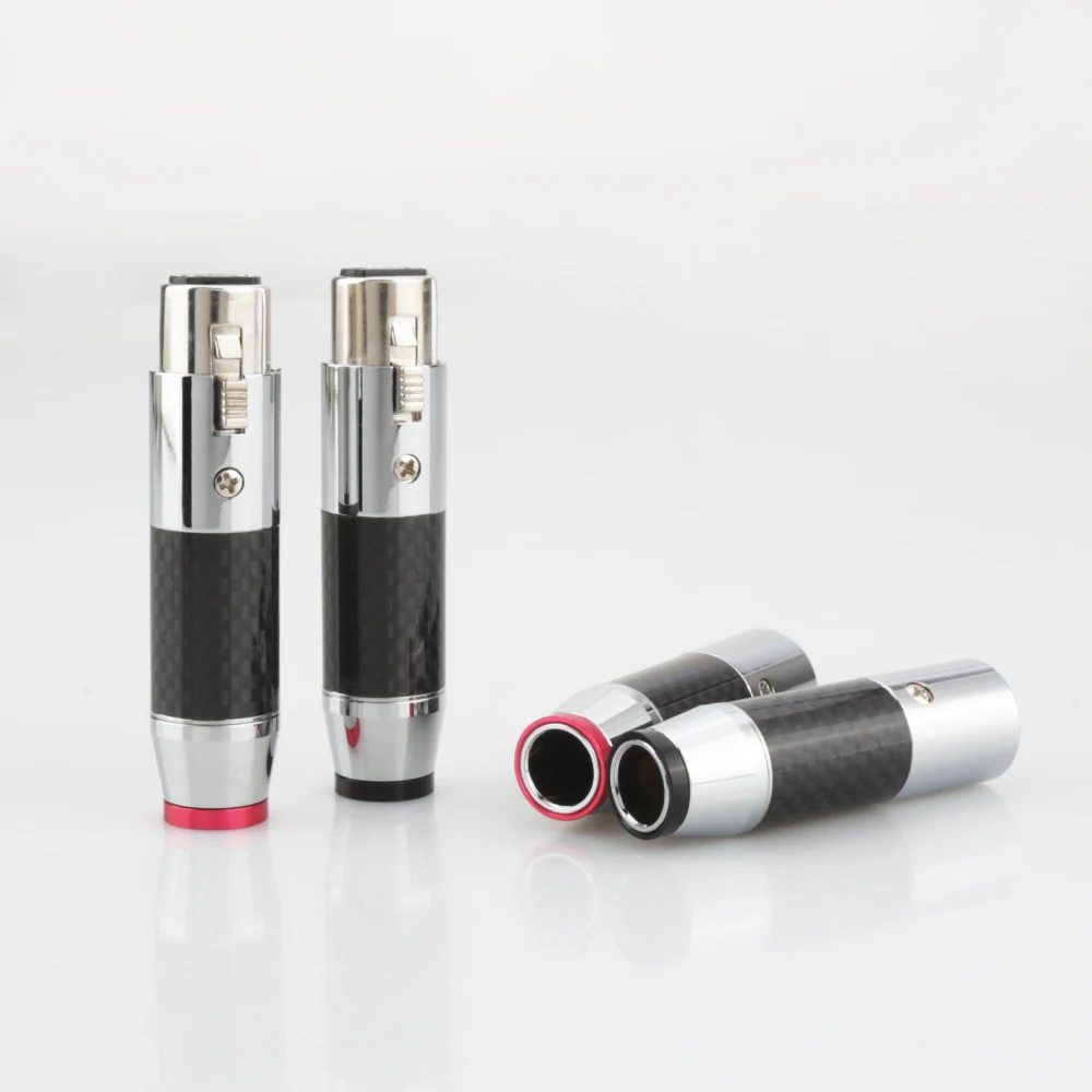 4 قطعة XLR محول القابس 3 دبوس ألياف الكربون الروديوم تصفيح الراقية الصوت XLR وصلات ذكور وإناث مكبرات الصوت Hifi AUX مقبس متفرع