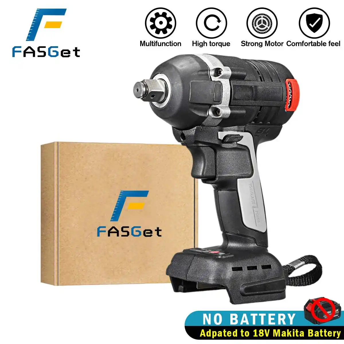 

18V 800Nm Brushless Cordless Electric Impact Wrench Rechargeable 1/2 inch Wrench Power Tools Compatible For Makita Battery
