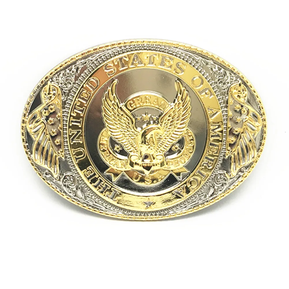 American original western cowboy belt buckle zinc alloy two-color eagle AMERICA belt link buckle birthday gift unisex of man