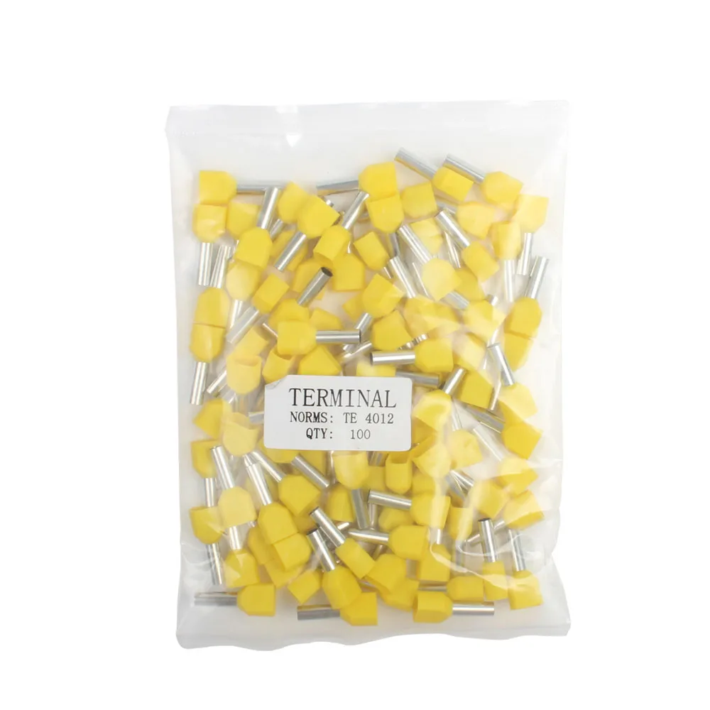 Dianqi TE4012 Twee Pre-Geïsoleerde Pijp-Vormige End Koudgeperste Terminals/Kabel Connector/Connector 100 stks/pak