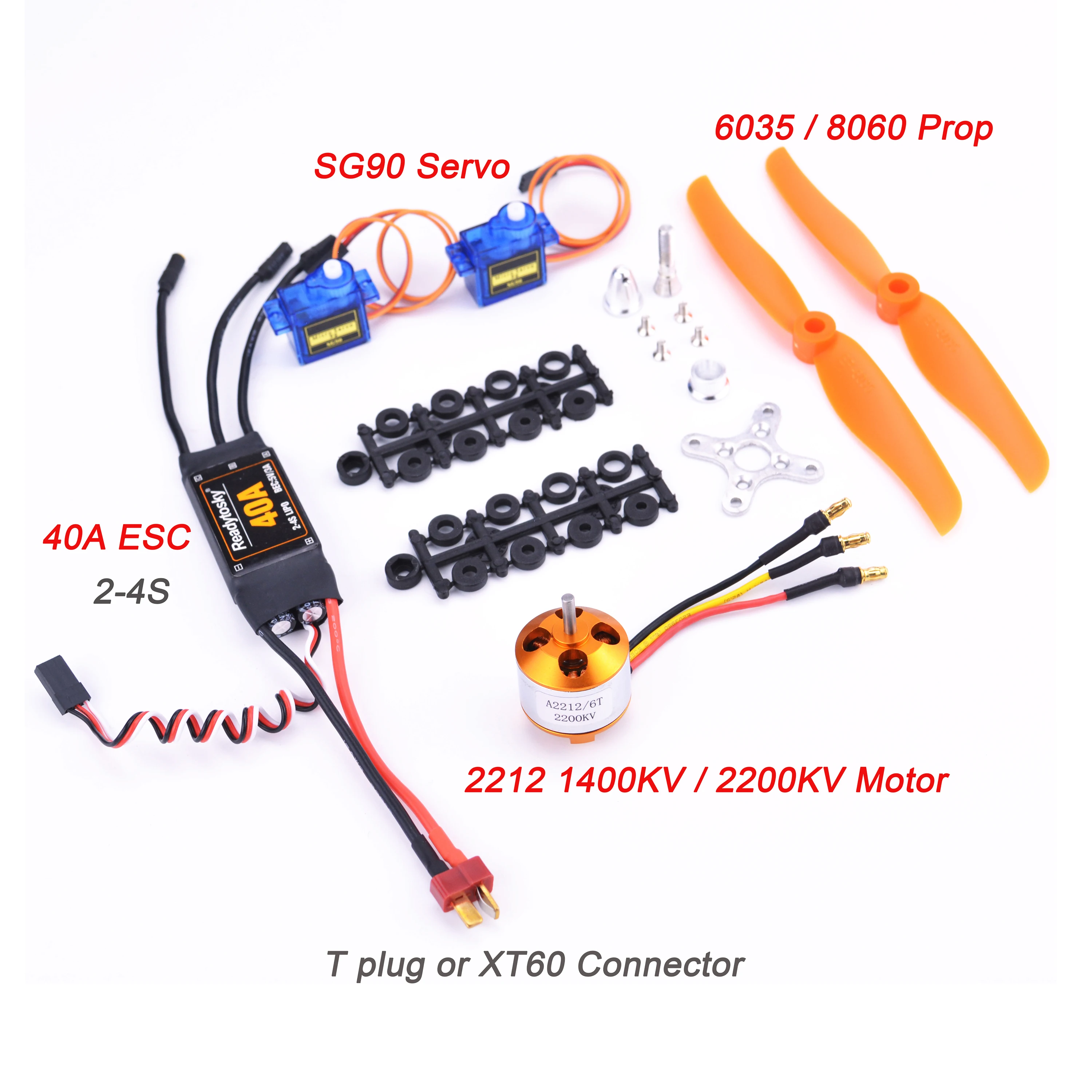 A2212 2212 1400KV / 2200KV Silnik bezszczotkowy 40A ESC 6035 / 8060 Śmigło SG90 9G Mikro serwo do helikoptera RC o stałym skrzydle
